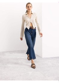 Resim Defacto Coool Fitted Basic Düz Agraf Kapamalı Bürümcük Uzun Kollu Gömlek C1889AX24AUER117 Ekru 