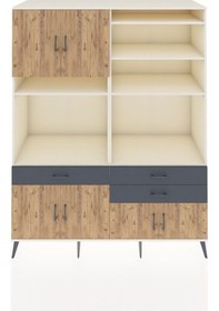 Resim Kronos Gardrop 10 Raflı 3 Çekmeceli 8 Kapaklı 176x59x221 Aytaşı-çam/antrasit Çam/antrasit 