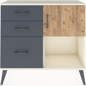 Resim Arges Şifonyer Tek Raflı 3 Çekmeceli Tek Kapaklı 88x30x80 Aytaşı-çam/antrasit Çam/antrasit 