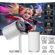 Resim Robeve Robeve Taşınabilir Ayarlanabilir Projeksiyon Projektör Cihazı 4K Görüntü Projeksiyon Portatif Projektör 1080P Destekli Projeksiyon Smart Versiyon Akıllı Projeksiyon Cihazı 