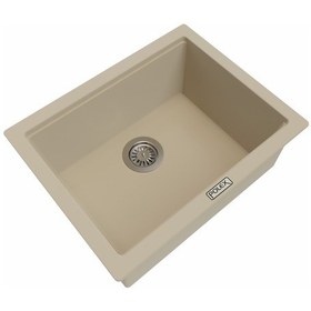 Resim Polex Cristalüx Granit Evye P-09 Bej Tezgah Altı Ve Tezgah Üstü Kare Mutfak Evyesi 55.5x43.5 CM 