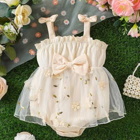 Resim JOPGEEY Honey Girl 3D Yay ve Çiçekli File Elbise - Küçük Kızlar İçin Sevimli Yaz Kıyafeti, Doğum Günleri ve Günlük Maceralar İçin Mükemmel, Bayram Günü Kıyafeti | Çiçek Desenli Elbise | File Kumaş, Kız Elbisesi, Dış Mekan İçin 