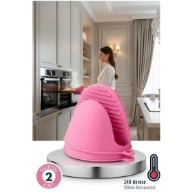 Resim Belle Fusion Mey Ithalat® Valeria Serisi - Isıya Dayanıklı Lüks Silikon Parmak Ucu Tutacağı Fırın Eldiveni 