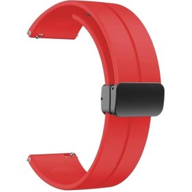 Resim Samsung Galaxy Watch Active 2 40mm Kordon\u002FKayış Çizgili Tasarım Metal Toka Esnek Sağlam 