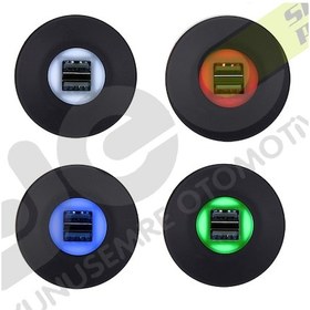 Resim Çift Usb Işıklı Araç Şarj Soketi 12-24V 4.2A Mavi 