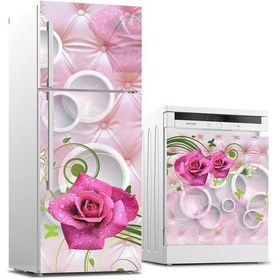 Resim Buzdolabı Ve Bulaşık Makinası Beyaz Eşya Sticker Kaplama 3D Gül T 