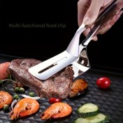 Resim Paslanmaz Çelik BBQ Tongs, Çok Fonksiyonlu Balık, Et, Pancake ve Ekmek için, Kaymaz Tutuş ile, Kore BBQ, Kızarmış Balık vb. için Uygun, Temel Mutfak Aracı, Modern Mutfak Klipsi, Paslanmaz Çelik Yapı, 11 Festival için Uygun 