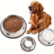 Resim Premium Paslanmaz Çelik Evcil Hayvan Kasesi - Kaymaz, Kolay Temizlenir, Köpek ve Kedi Yemi ile Su İçin Mükemmel! Üç Farklı Boyutta Mevcut 