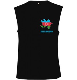 Resim Azerbaycan,Azerbaijan,Azerbaycan Bayrağı,Azerbaycan logosu. Kesik Kol Unisex Tişört 