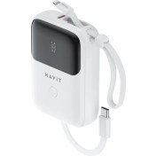 Resim Havit PB5215 Type-C ve Lightning Kablo 10.000 Mah LED Göstegeli Powerbank Beyaz 