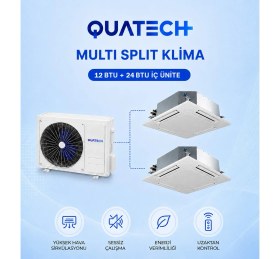 Resim Quatech Multi Split Klima 12.000 + 24.000 Btu/h | 1 Dış Ünite 36000 Btu/h A++ Enerji Sınıfı Kaset Tipi Inverter Klima 