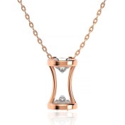 Resim İndigo Taşlı Küçük Kum Saati Rose Gümüş Kolye 