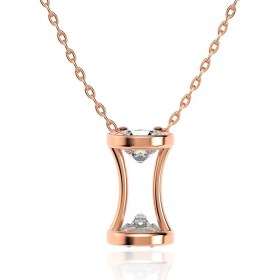 Resim İndigo Taşlı Küçük Kum Saati Rose Gümüş Kolye 