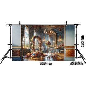 Resim Venspor Şık Çiçeklerle Dekore Edilmiş Lüks Salon Arkaplan, 200x150cm, Fon, Duvar Örtüsü 