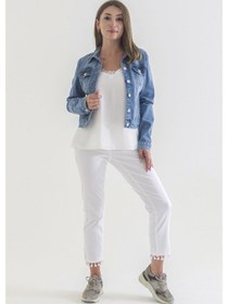 Resim Power Streç Yıpratmalı Bleach Washing Denim Ceket 0922 Mavi 