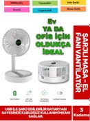 Resim Fantazer Ultra Sessiz 3 Kademeli Hafif Kablosuz 1200mAh Pervane Taşınabilir Usb Şarjlı Masa El Fan Vantilatör 