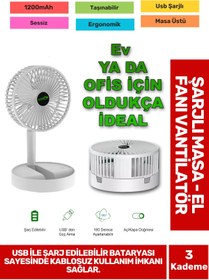 Resim Fantazer Ultra Sessiz 3 Kademeli Hafif Kablosuz 1200mAh Pervane Taşınabilir Usb Şarjlı Masa El Fan Vantilatör 