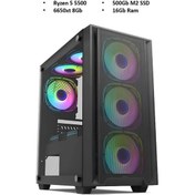 Resim Ramtech RMT1202 R5-5500 16 GB 500 GB M2 SSD RX6550M Free Dos Masaüstü Oyuncu Bilgisayarı 