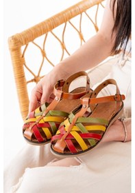 Resim 205-02 Multi Ortopedik Hakiki Deri Kadın Sandalet Bej 