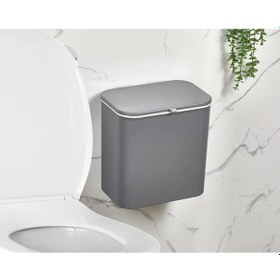 Resim Çift Yönlü Kapaklı Banyo Nane Mutfak Çöp Konanası - Tezgah Üstü, Dolaba Kapağa Takılabilen Çöp Kutusu Gri, İli Va, Tek Ebat Siyah 