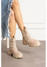 Resim Shoetek Fausta Kadın Bot&bootie Dolamalı Taşlı Postal Bej Süet Bej Süet 