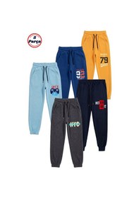 Resim 5'li Baskı Detaylı Beli Lastikli Erkek Çocuk Jogger Eşofman Altı Sarı-indigo-mavi-lacivert-füme 