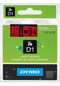 Resim Dymo D1 Şerit 12MM X 7M Kırmızı / Siyah 720570 45017 