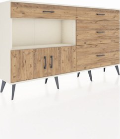 Resim Arges Konsol Tek Raflı 4 Çekmeceli 2 Kapaklı 176x30x99 Aytaşı-çam Aytaşı-çam 