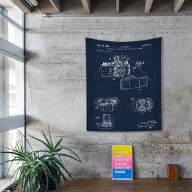 Resim Leica M Fotoğraf Makinesi Navy Blue Duvar Örtüsü - 100 cm x 135 cm 