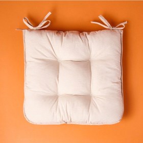 Resim Soft Palm Breeze İnce Çizgili Sandalye Minderi - Ekru / Bej - 43x43 Cm Çok Renkli 