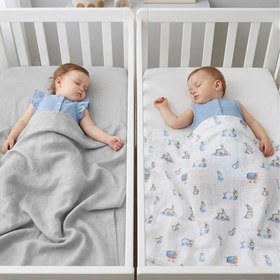 Resim 2’li Müslin Bebek Örtüsü - Bebe Lapin ve Cotton Grey - 100x100 cm 