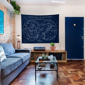 Resim The Constellations Navy Blue Yıldız - Haritası Duvar Örtüsü - 60 cm x 90 cm 