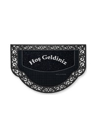 Resim Dekoratif Dış Kapı Yıkanabilir Toz Alıcı Halı Kapı Önü Paspası Hoş Geldiniz Yazılır Siyah 