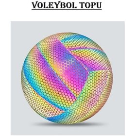 Resim Kapris Fosfor Desenli Dikişli Voleybol Topu Vb307 Çok Renkli 