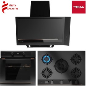 Resim Teka İnfinity Mat Siyah Ankastre Set ( Hlb 85-g1 Fırın Gbc 75-g1 Ocak Dvı 88-g1 Davlumbaz ) 