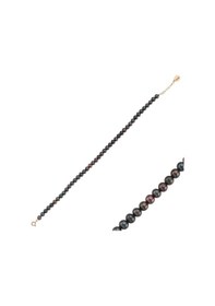 Resim 5,5 Mm Siyah İnci Erkek Bileklik 25 Cm / Sarı Gümüş 