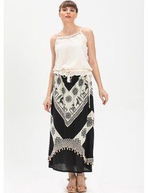 Resim Eliş Şile Bezi Fileli Şile Bezi Taş Baskı V Desen Yazlık Etek Siyah Syh-siyah Siyah 