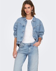 Resim Onlsunset Ls Rhınestone Jacket Red Dnm Kadın Light Blue Denim Denim Ceket - 15342631 Denim 