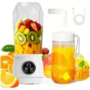 Resim Fochsia Yeşil Usb Taşınabilir El Blenderı 530ml Dijital Ekranlı Paslanmaz Çelik Bıçaklı Smoothie Yapma Makinesi 