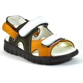 Resim Bayrak 03 Hakiki Deri Haki Cırtlı Ortopedik Erkek Çocuk Sandalet Haki 