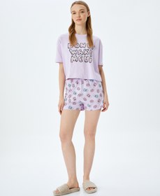 Resim Pamuklu Baskılı Şortlu Pijama Takımı 