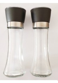 Resim Metal Kapaklı Cam Kahve Karabiber Tuz Değirmen Öğütücü 1 Adet 1 Adet 