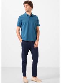Resim Tommylife Tommy Life Saks Basic Logolu Standart Kalıp Triko Polo Yaka Erkek T-shirt - 87748 Saks 