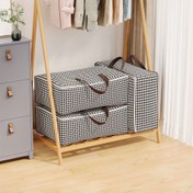 Resim Houndstooth Büyük Kapasiteli Seyahat Taşınabilir Taşıma Çantası, Ev Giysileri Taşınabilir Saklama Çantası, Katlanabilir Yorgan Taşınabilir Saklama Çantası 