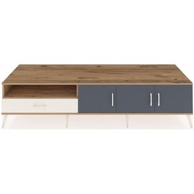 Resim Kronos Tv Ünitesi 3 Raflı Tek Çekmeceli 3 Kapaklı 220x59x51 Çam-antrasit/aytaşı Antrasıt/aytası - Atlas Çam 