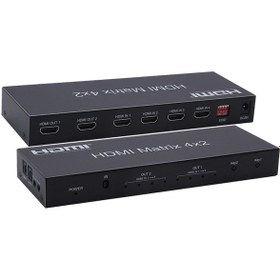 Resim HDMI 4K 3D matrix 4x2 kumandalı 4 in 2 out switch-splitter 