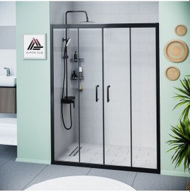 Resim Vesta D400 İki Duvar Arası 2 Sabit 2 Sürgü Duşakabin Siyah Profil Şeffaf Cam H: 190 Cm Diğer 