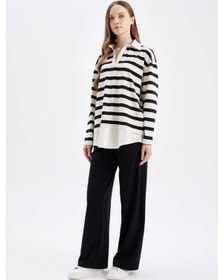 Resim DeFacto Wide Leg Geniş Bol Paça Eşofman Altı Beli Lastikli Bağcıklı Basic Düz D4150AX24AUBK81 