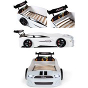 Resim Beyaz Arabalı Yatak Sport Mst Işıklı 90x190 Cm 