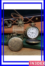Resim İN3DEX Nostaljik Köstekli Cep Saati 4.5cm Çap Metal Gövde 
